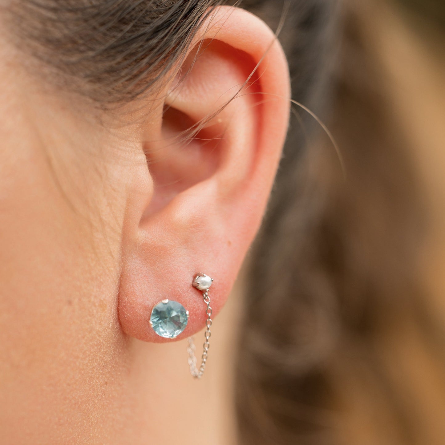 Aquamarine Birthstone Earrings in Silver - Celebrate Your March Birthday!